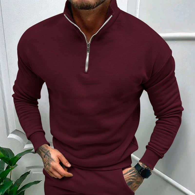 Men’s solid-color hoodie with a zipper. Get ready and stay prepared for fall and winter, suitable for any occasion.