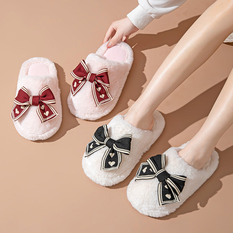 Women’s soft and comfortable slippers with a fashionable bow in various colors
