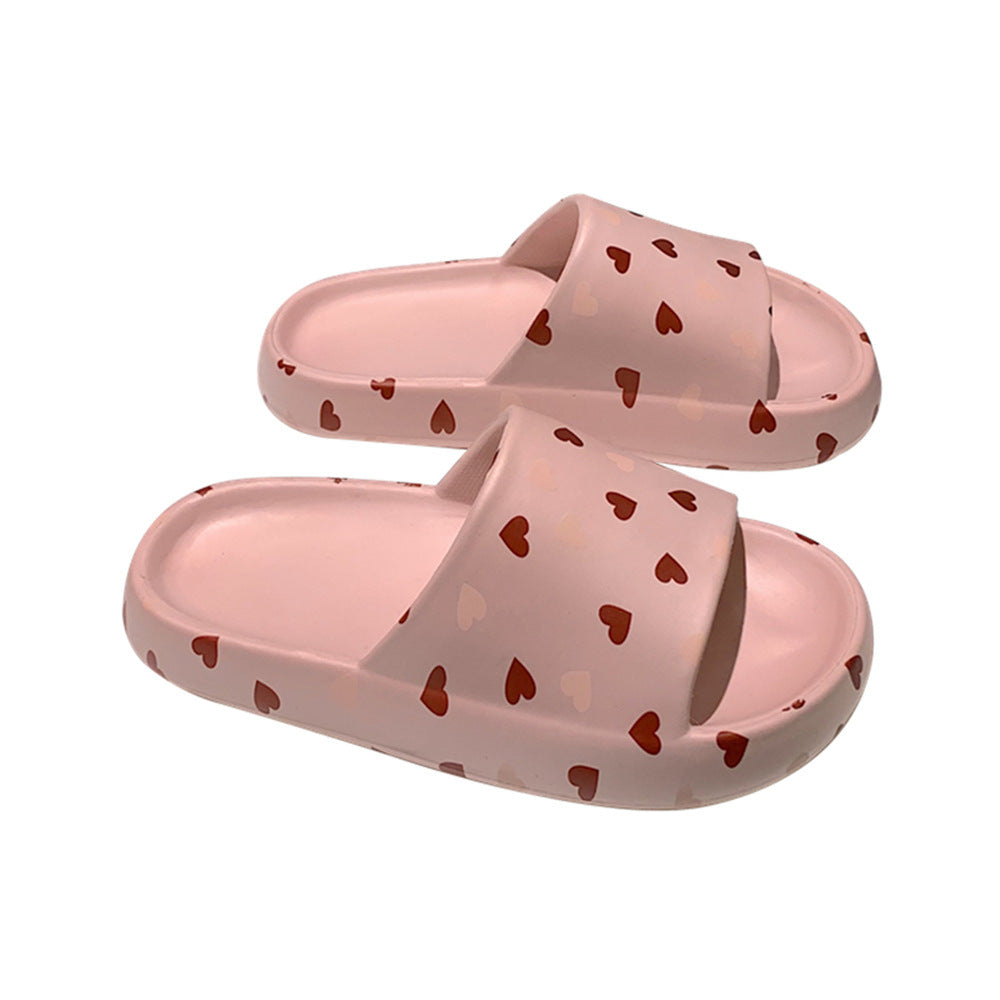 Women’s slippers with heart details, open-toe design