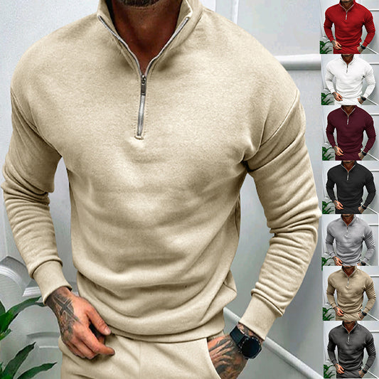 Men’s solid-color hoodie with a zipper. Get ready and stay prepared for fall and winter, suitable for any occasion.